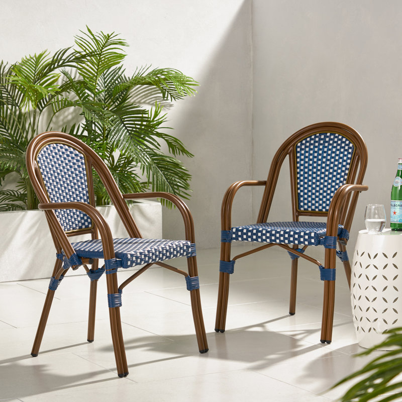 Extérieur 2 chaises bistro, Bleu / blanc