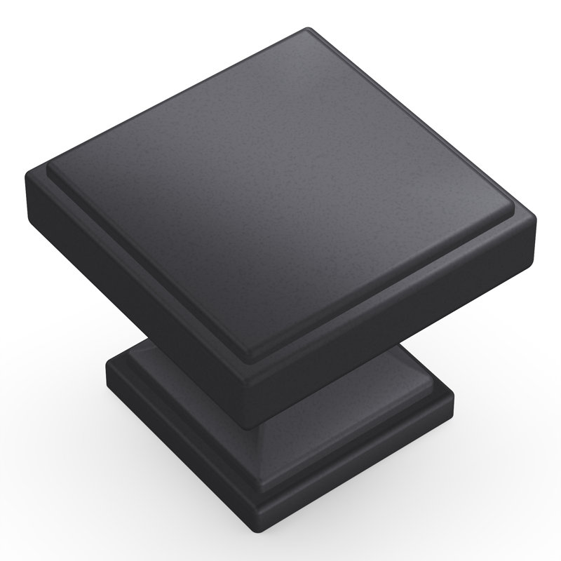 Brownstone Collection Square Knob - Cabinet Knob - Transitional Hardware for Drawers & Cabinets, Matte Black, 1-3/8"