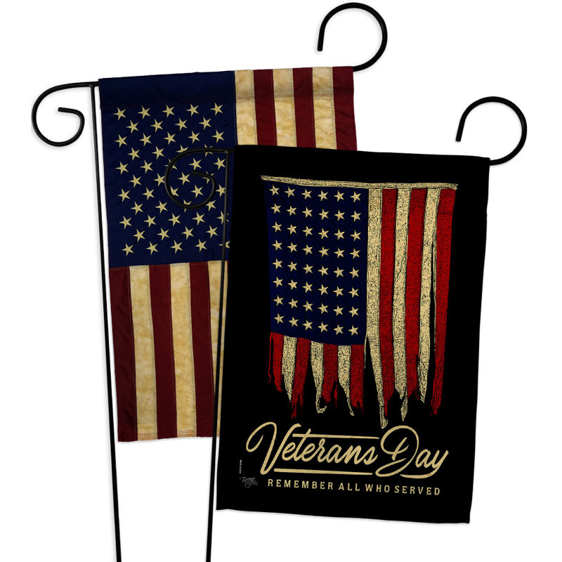 Drapeau de jardin 19 po x 13 po rappelez qui a servi 2 côtés
