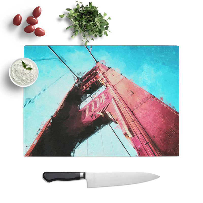 Tempered Glass View of the Golden Gate Bridge in San Francisco Chopping Board, 39 cm W x 28.5 cm L