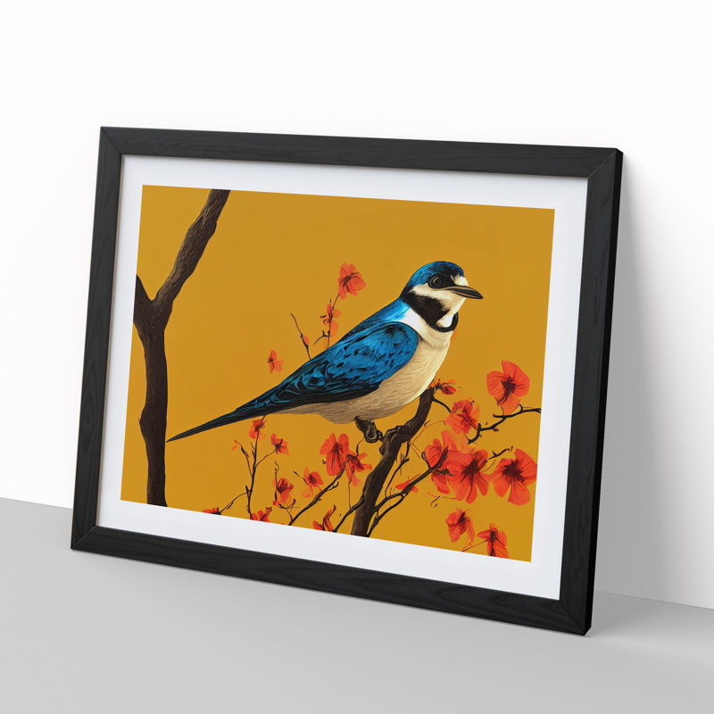 Otherworldly Swallow Bird - Single Picture Frame Print, Black, 46cm H x 64cm W x 2cm D