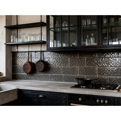 Metro Cubes 3 in. x 6 in. Textured Glass Straight Edge Subway Decorative Kitchen & Bathroom Wall Tile