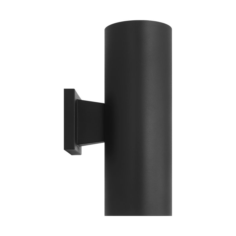Outdoor Cylinders Two Light Wall Lantern, 14.25" H x 5" W x 7.75" D