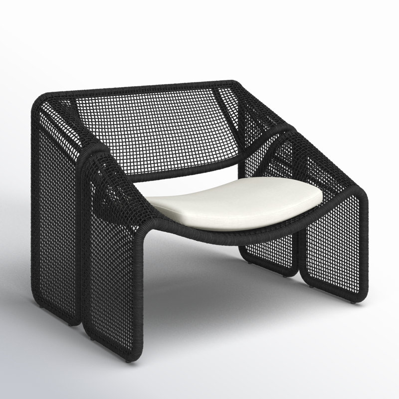 Aliza Wicker Outdoor Lounge Chair, Ivory/Faux Black Hyacinth