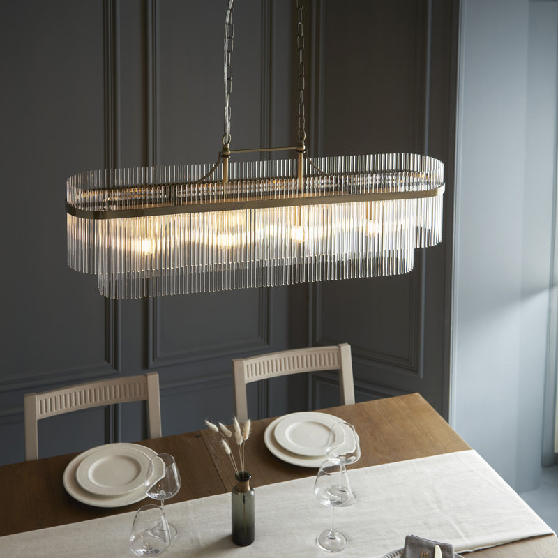 Geira 4lt Pendant light finished in Ant. Brass