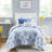Microfiber Full/Queen Comforter , Attractive Floral Striped Pattern, 2 Shams, Throw Pillows, Bedding Design, Fill,