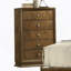 Mobilier de chambre à coucher style transitionnel 1 pièce avec 5 tiroirs en queue d'aronde et boutons en métal finition noyer