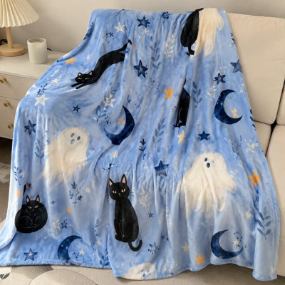 Jeté mignon avec motif d'étoile de lune, impression douillette et confortable pour canapé, canapé, chambre à coucher, décoration de salon