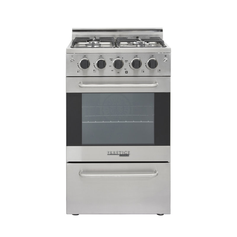 Cuisinière au gaz autoportante de 19,5 po à 4 brûleurs de 1,6 pi³ avec four à convection Prestige, Acier inoxydable