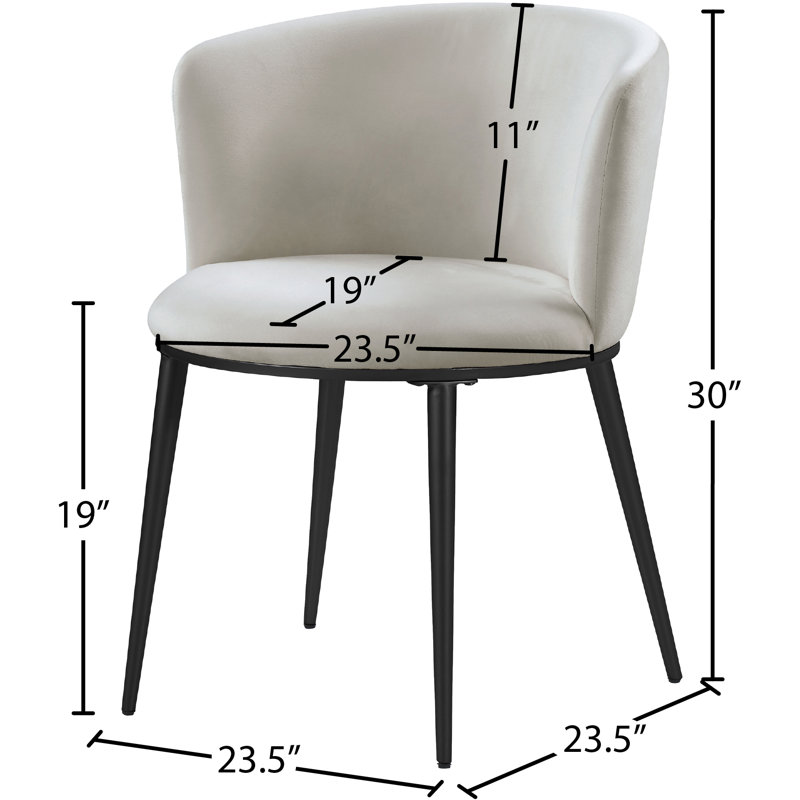 Chaise en velours Skylar, Velours crème, Noir mat