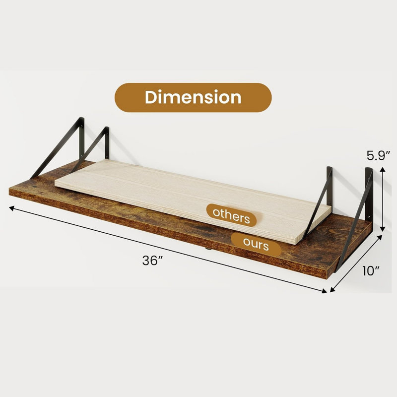 14.99 cm H x 91.44 cm W Floating Shelf Bookcase
