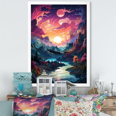 Aurore boréale paysage aquarelle VI - aurore boréale, art mural_106495
