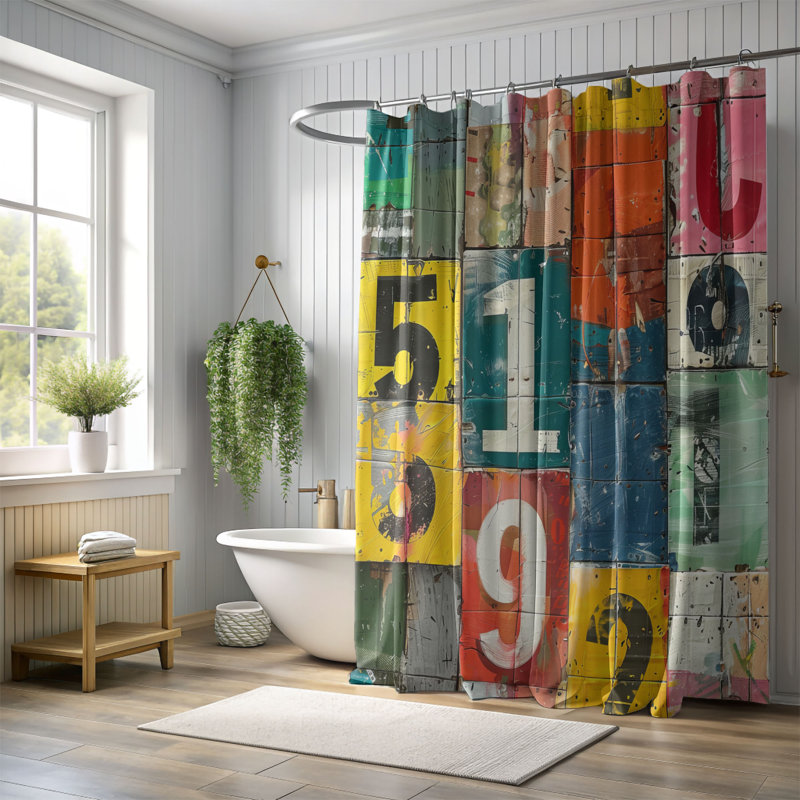 Rideau de douche Gleeful Mix - Premium, H 74 po x l 71 po