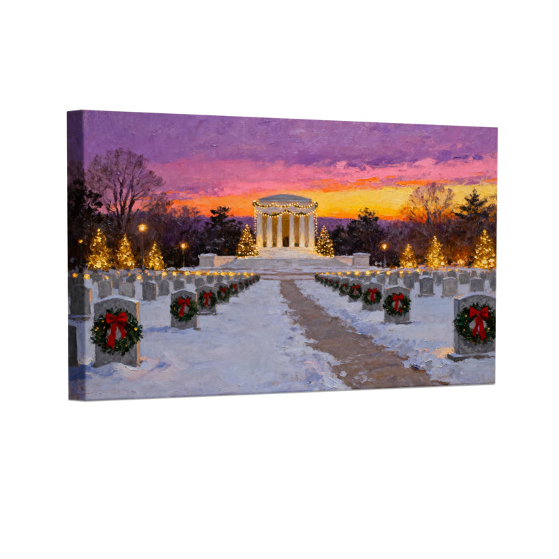 Ensemble de 3 reproductions d'art sur toile, "Christmas Winter Sunset", H 16 po x l 24 po