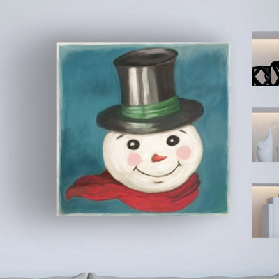 «Happy Snowman», reproduction d'art sur toile tendue