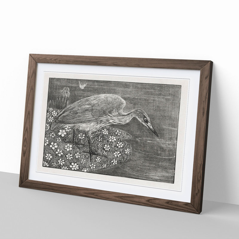 Heron by Theo Van Hoytema - Picture Frame Graphic Art, Walnut Framed, 36cm H x 48cm W x 2cm D