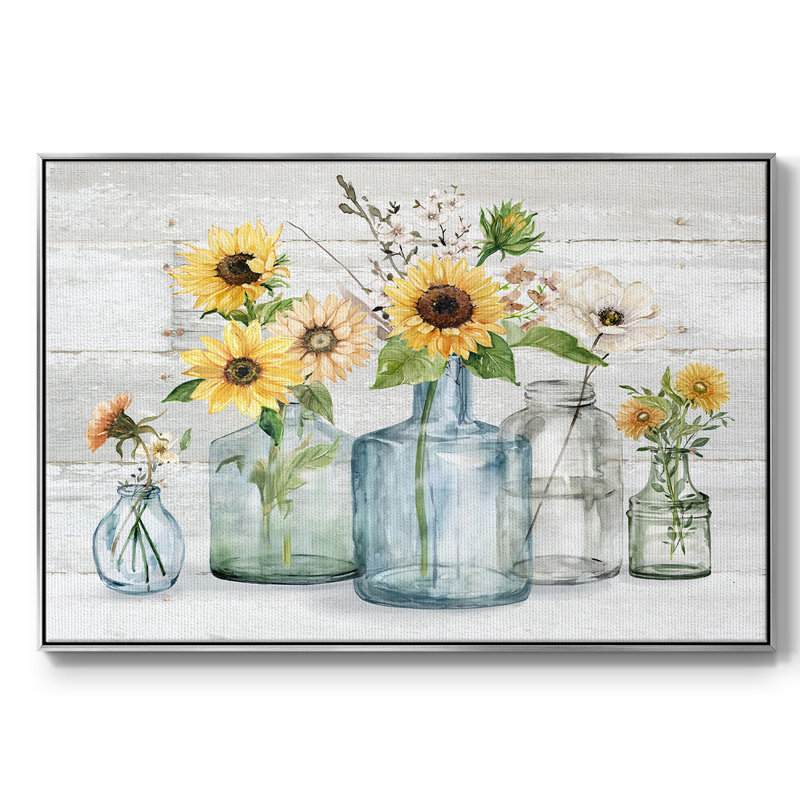 Sunflower Extravaganza, reproduction d'art sur toile, Argent, H 25 po x l 37 po x P 2 po