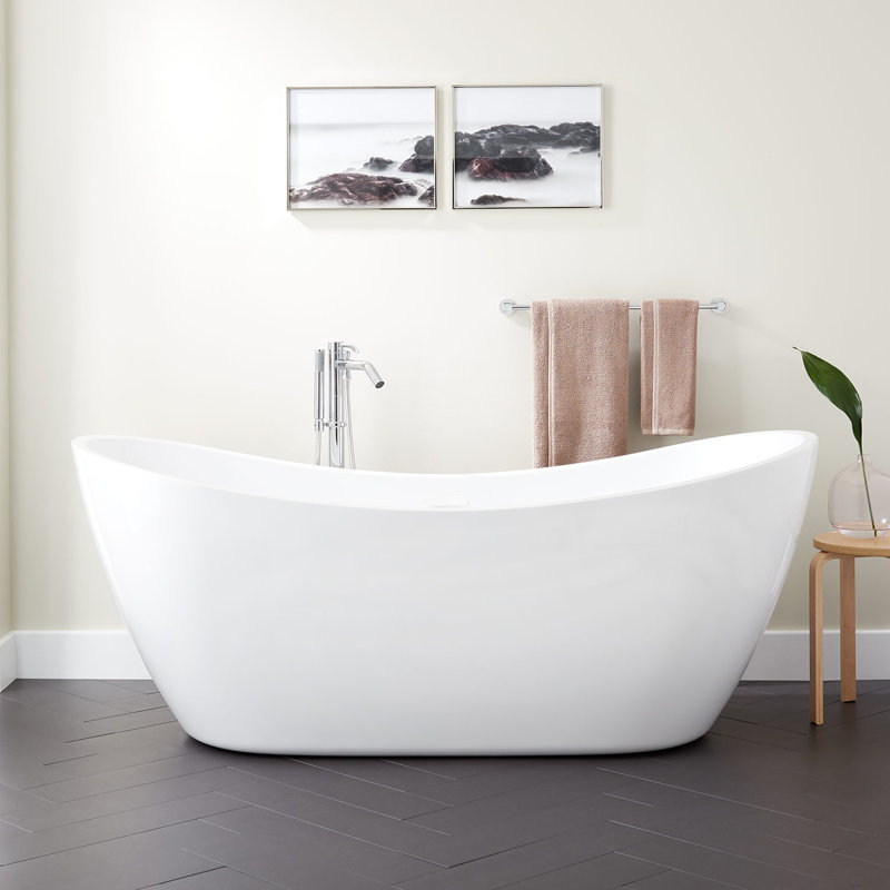 Sheba 72" Freestanding Soaking Acrylic Bathtub, White
