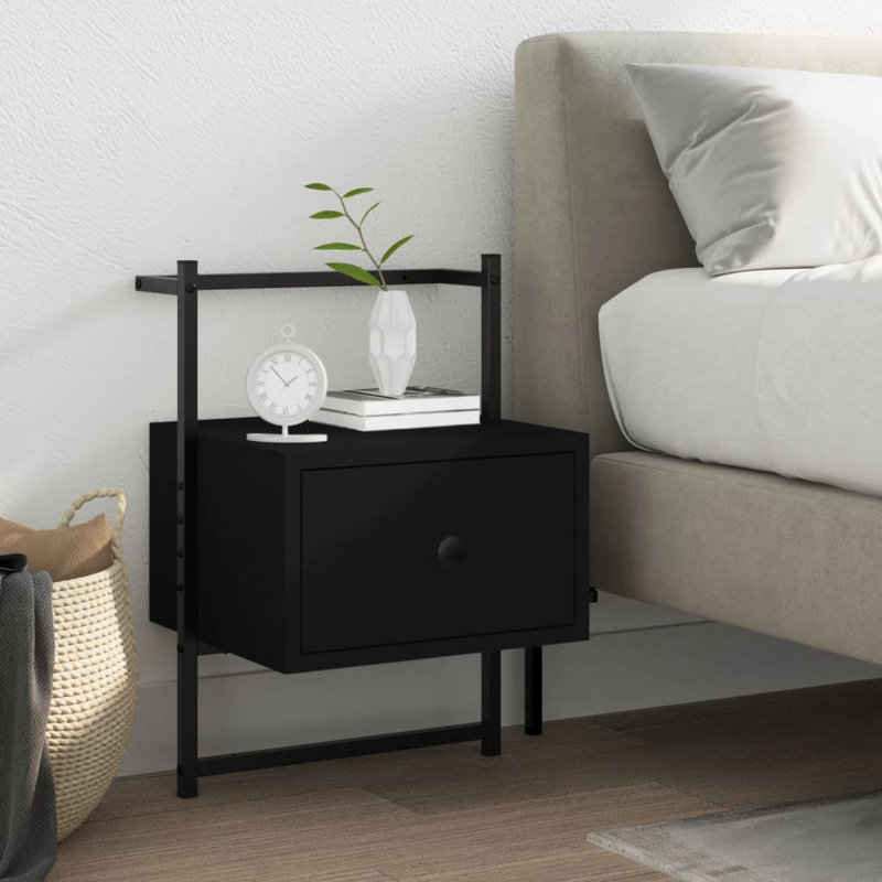 Huckstep 35cm W Bedside Table, Brown Oak, 1