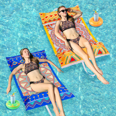 2 Packs Pool Hammock Floats For Adults Fabric Inflatable Pool Floats Chair 4-In-1 Multi-Purpose Rafts Lounger Water Hammock For Swimming Pool/Lake/Out