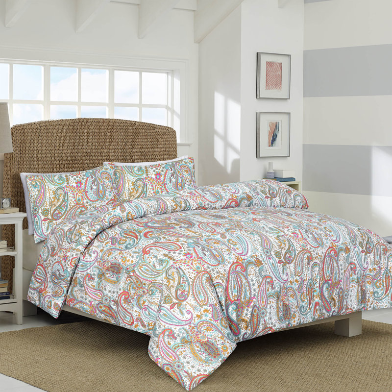 Paisley Reversible Full Microfiber Comforter Set in Multicolor