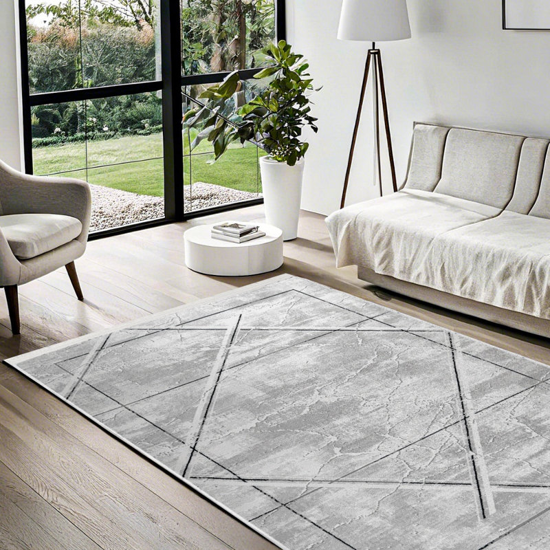 Tapis gris lavable à la machine antidérapant à imprimé numérique gris