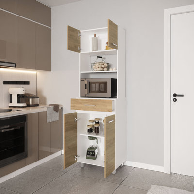 4-Door 1 White Kitchen Storage For Linens And Utensils In Compact Spaces Cabinet With 4 Doors 1 Drawer Storing Small Essentials
