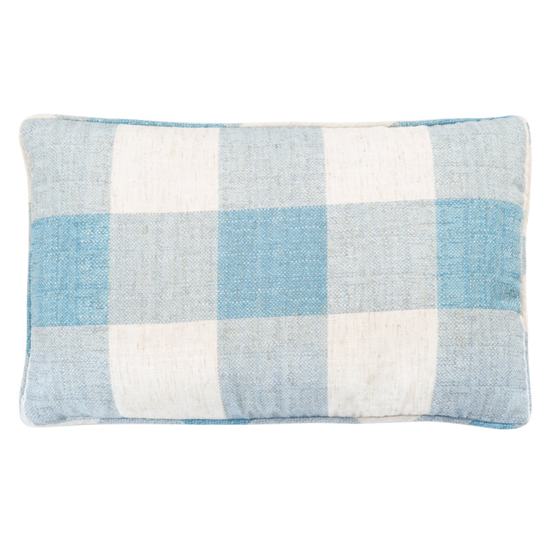Fernla Plaid Reversible Throw Pillow, Blue/White