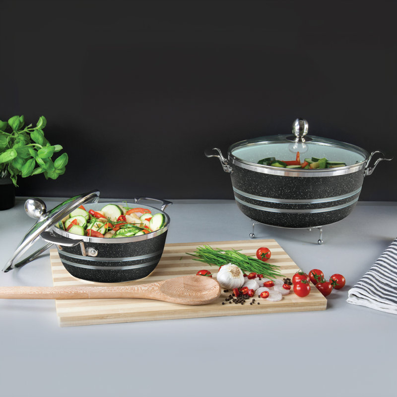 Mianra 10 - Piece Non-Stick Aluminum Cookware Set, Black