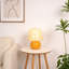Petite et jolie lampe de table en verre avec 3 ampoules tricolores