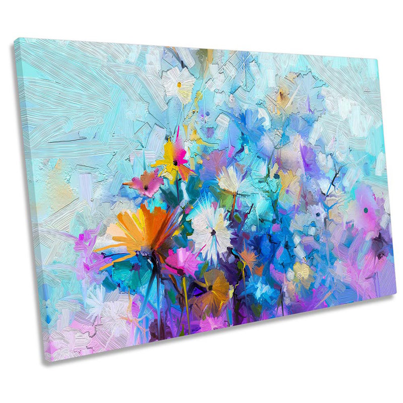 Blue Flowers Floral Repro - Wrapped Canvas Print, 50.8cm H x 76.2cm W x 2cm D