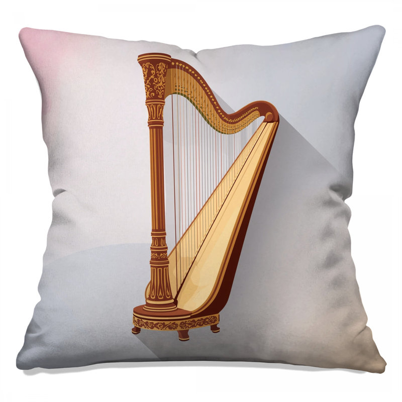 Coussins décoratifs ornés en bois Harpe, 18 x 18 pouces