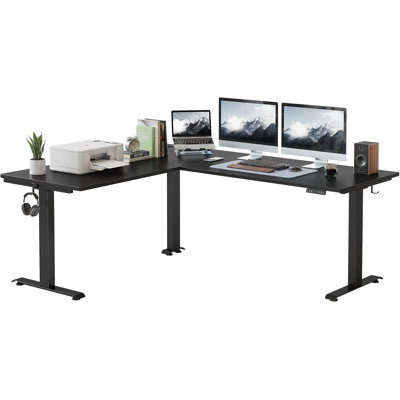 Table de bureau électrique à hauteur réglable en L électrique