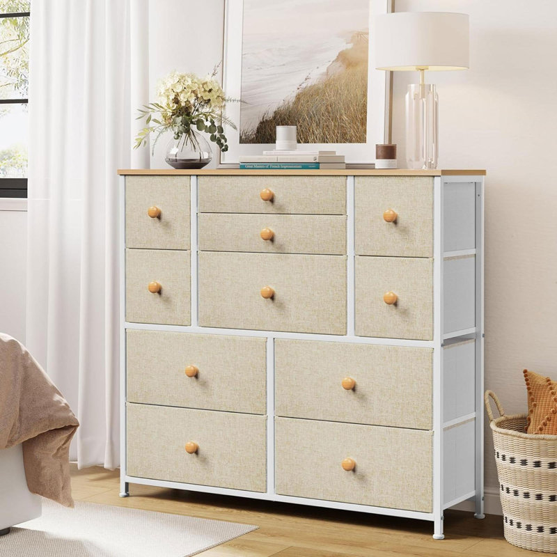 Commode de rangement pour chambre à coucher avec 11 tiroirs REAHome, taupe