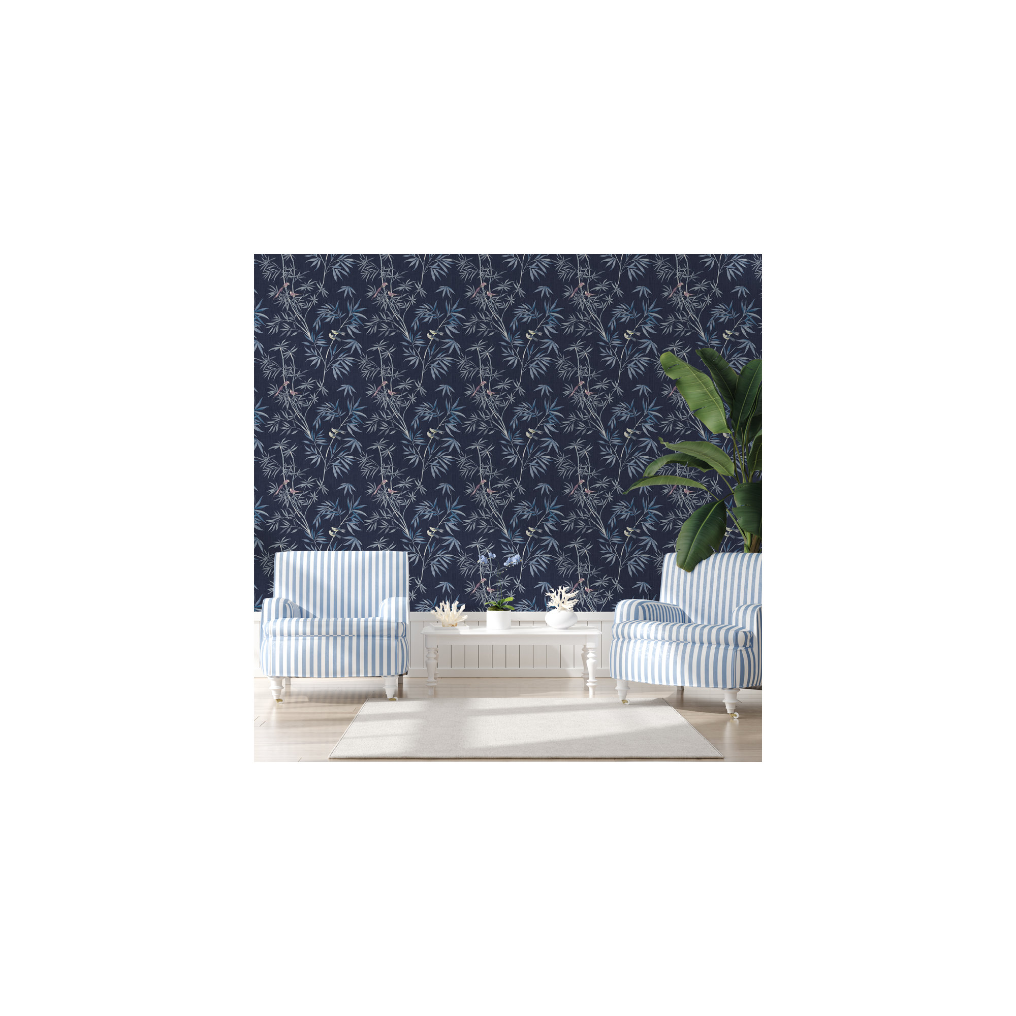 Bamboo Chinoiserie Peel and Stick Wallpaper, Nightfall