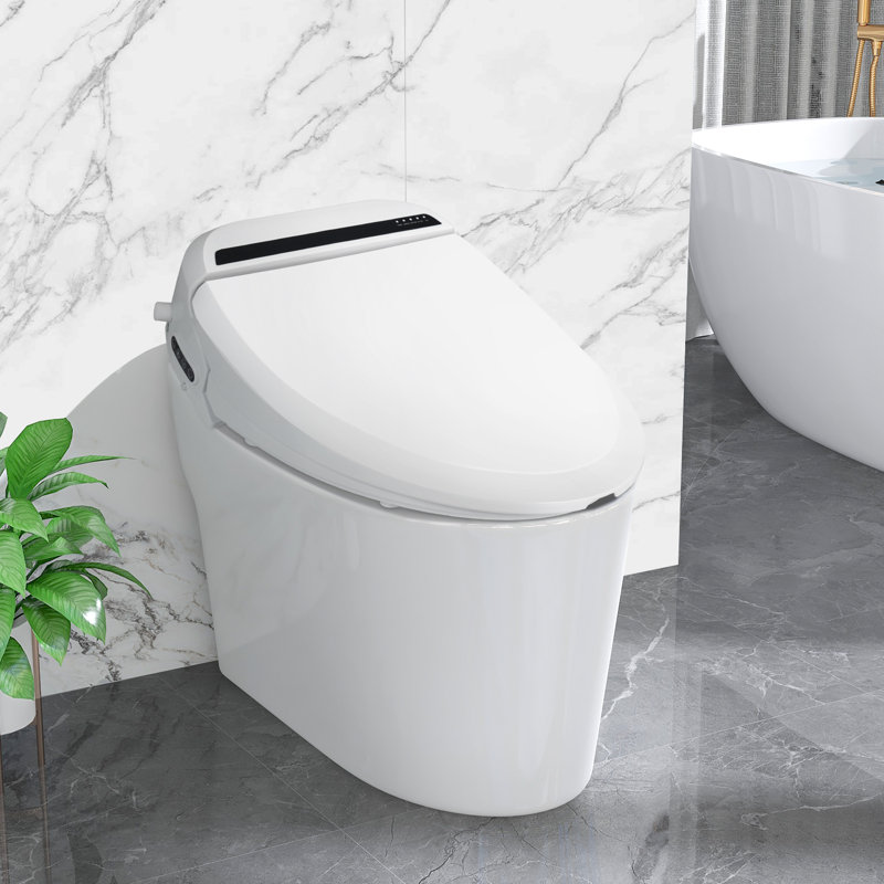 Electronic Smart Bidet Seat With Warm Air Drying, Heated Seat With Remote Control, Self-cleaning