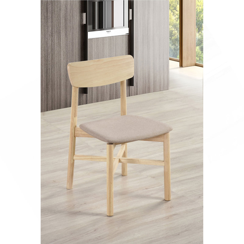 Ensemble de 2 chaises d'appoint rembourrées en tissu, brun clair et blanc délavé