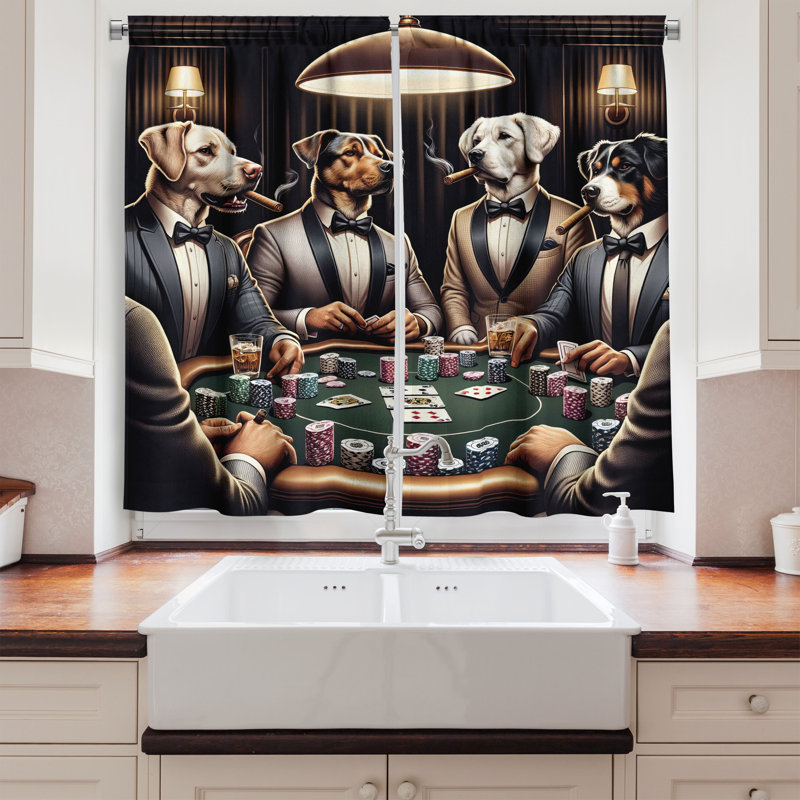 Dog Kitchen Curtain, 55" W x 24" L