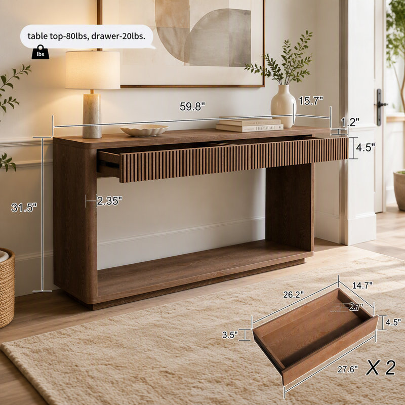 Console à 2 tiroirs Modern, Noyer