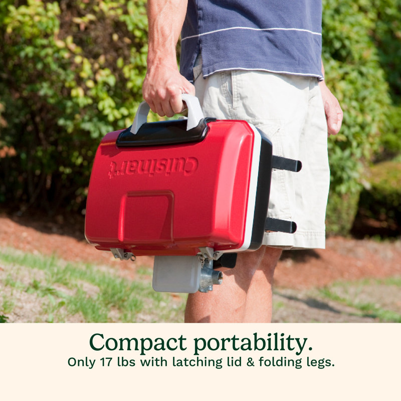 Cuisinart Single Burner Portable Liquid Propane 5500 BTU Gas Grill, Red