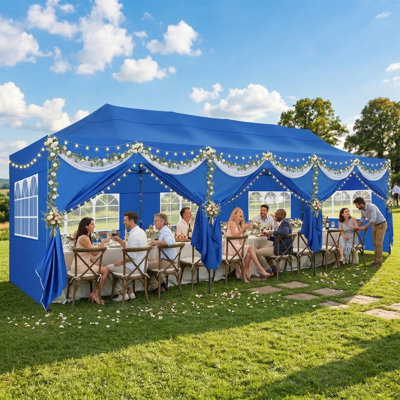 354" W x 118" D Real Heavy Duty Steel Pop-Up Canopy with 8 Removable Sidewalls