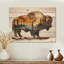 Portrait de bison américain en double exposition Canyon I - Buffalo Animal, art mural en bois-618260077