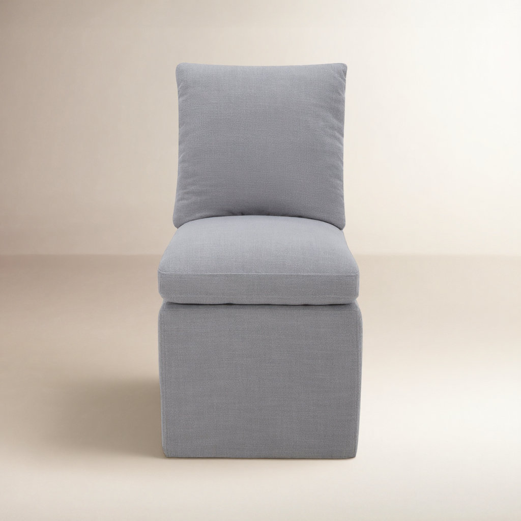 Alayaa Upholstered Side Chair, Effie Gray Performance Linen