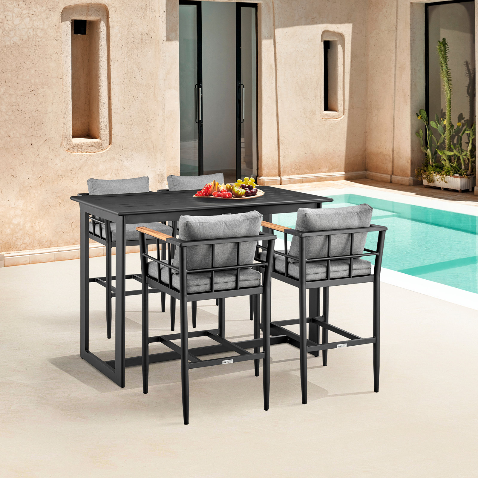 Florentine Teak Patio Bar Stool, Counter (26" Seat Height)