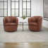 Crandell 100% Italian Leather Swivel Club Chair Two Pack