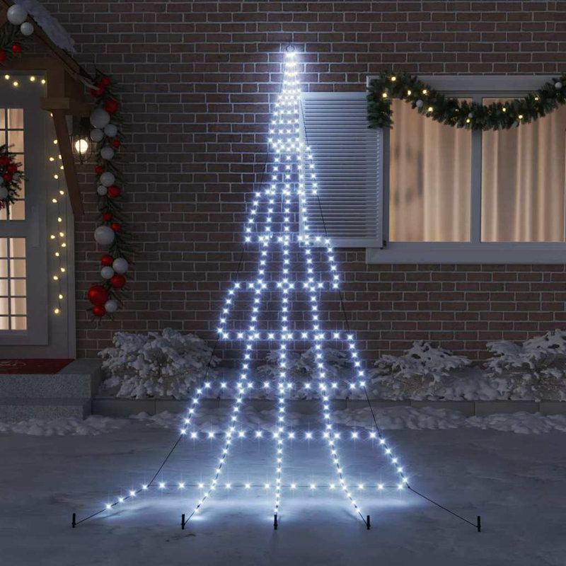  LED Christmas Tree with Ground Spikes 500 cm Metal, Cool White