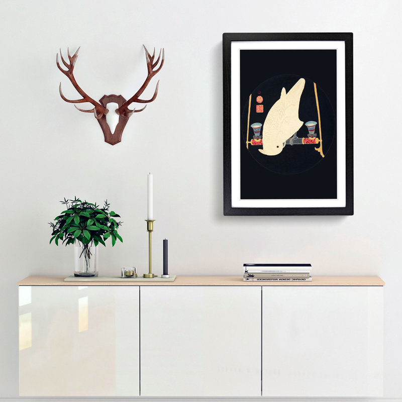 White Macaw by Ito Jakuchu - Picture Frame Graphic Art Print, 50cm H x 35cm W x 2cm D, Black