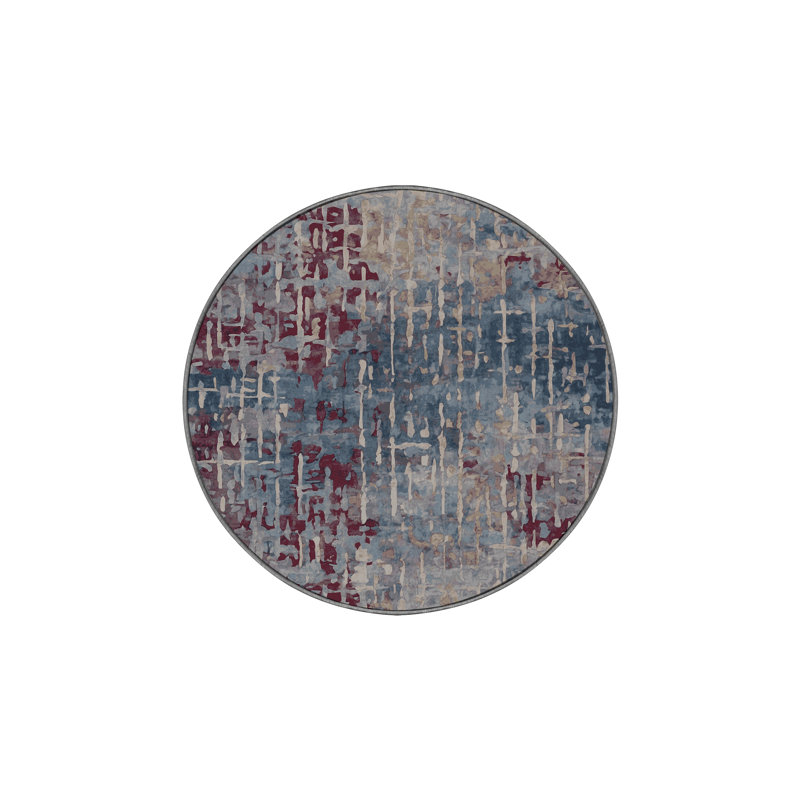 Machine Washable Gray Area Rug, Round 3'