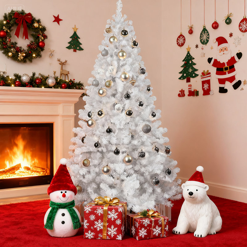 Arbre de Noël, blanc, réalisme élevé et décoration facile, polyvalent pour les scènes de Noël à la maison, 8', Blanc