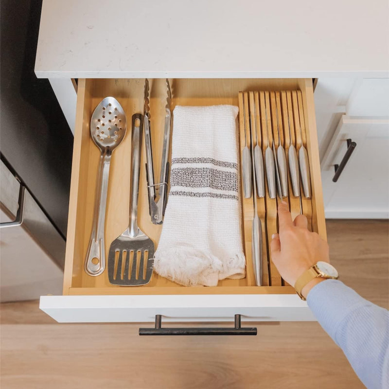 In-Drawer Knife Block Holder, 11 Slots, Bamboo